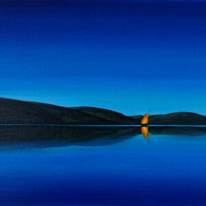 The dream of the boat on fire at the end of the Loch - Painting