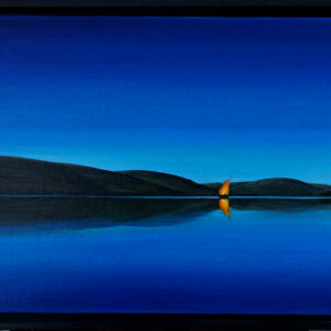 The dream of the boat on fire at the end of the Loch - Painting