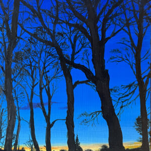 Winter dusk in the beech trees - Painting